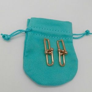 18k Rose gold plated U link earrings